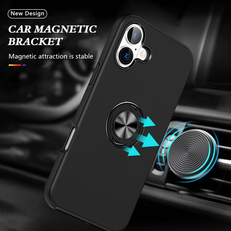 For iPhone 17 PC + TPU Magnetic Phone Case with Invisible Ring Holder