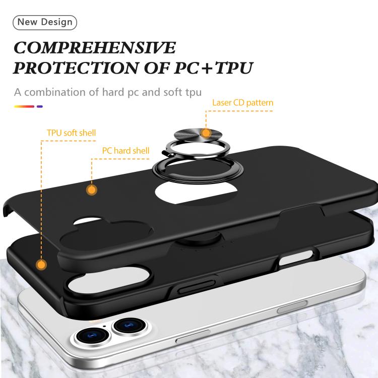 For iPhone 17 PC + TPU Magnetic Phone Case with Invisible Ring Holder