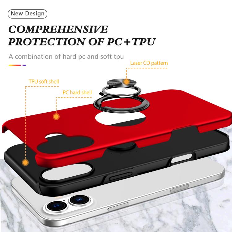 For iPhone 17 PC + TPU Magnetic Phone Case with Invisible Ring Holder