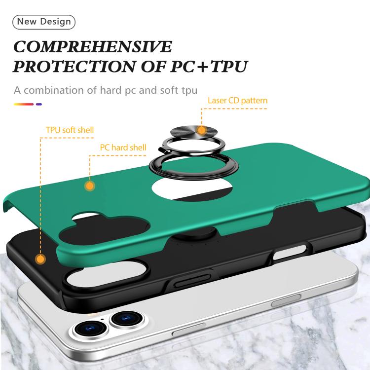For iPhone 17 PC + TPU Magnetic Phone Case with Invisible Ring Holder