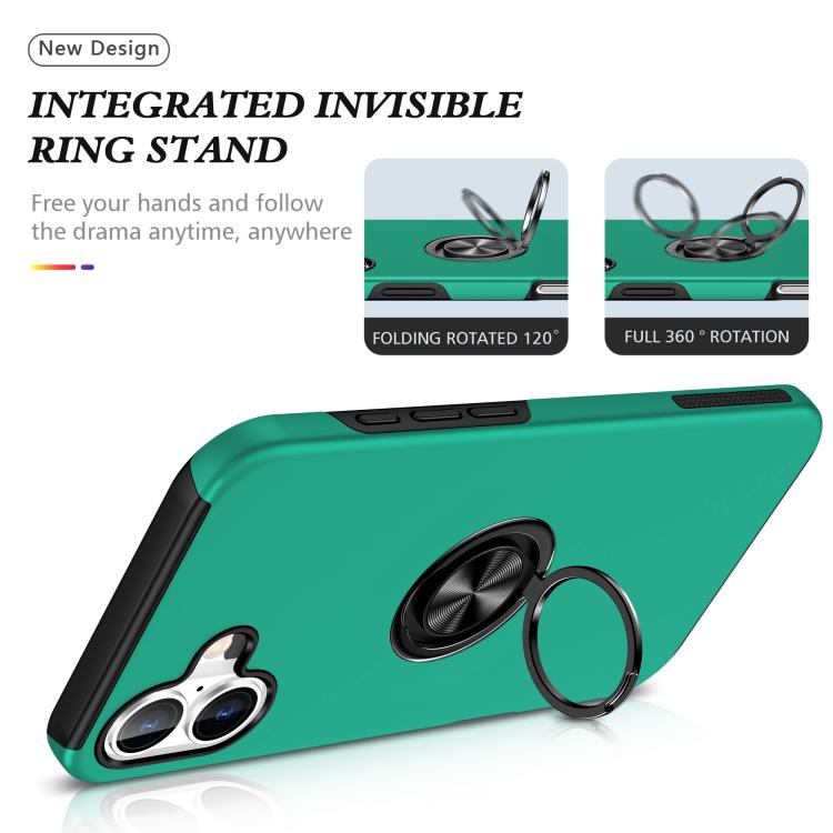 For iPhone 17 PC + TPU Magnetic Phone Case with Invisible Ring Holder