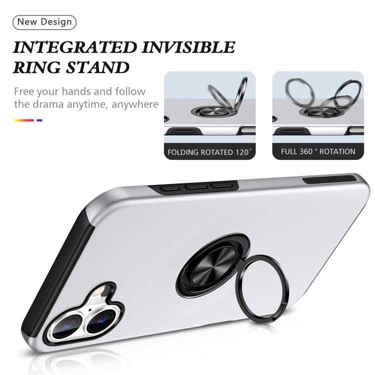 For iPhone 17 PC + TPU Magnetic Phone Case with Invisible Ring Holder
