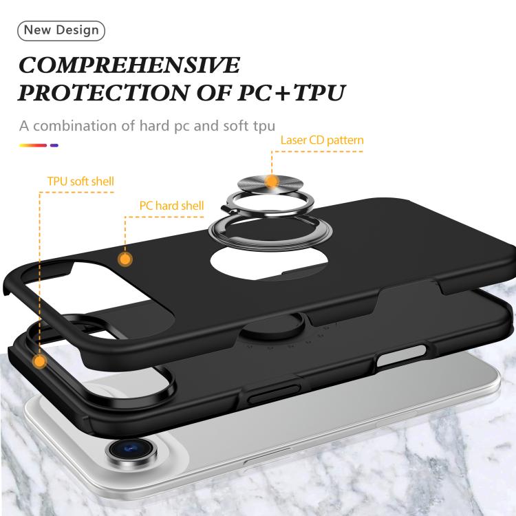 For iPhone Air PC + TPU Magnetic Phone Case with Invisible Ring Holder