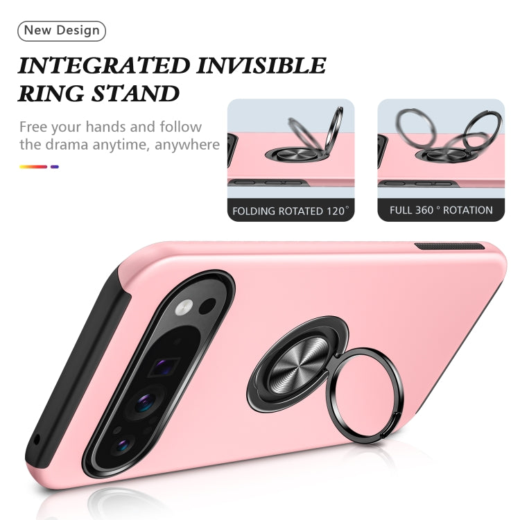 For Google Pixel 9 Pro PC + TPU Magnetic Phone Case with Invisible Ring Holder