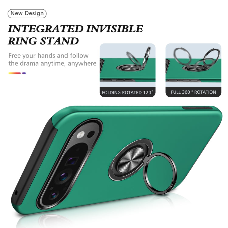 For Google Pixel 9 Pro PC + TPU Magnetic Phone Case with Invisible Ring Holder