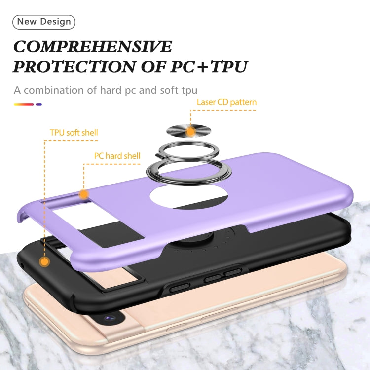 For Google Pixel 8a PC + TPU Magnetic Phone Case with Invisible Ring Holder