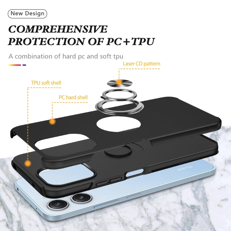 For Redmi 12 4G PC + TPU Magnetic Phone Case with Invisible Ring Holder