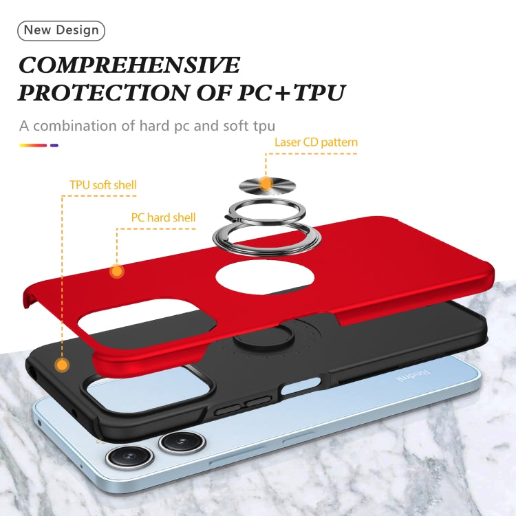 For Redmi 12 4G PC + TPU Magnetic Phone Case with Invisible Ring Holder