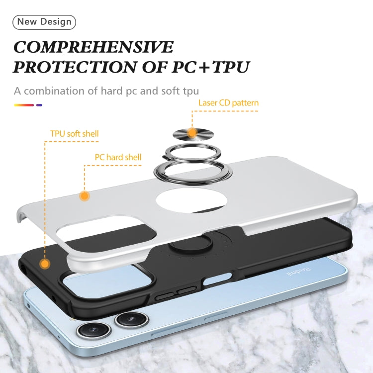 For Redmi 12 4G PC + TPU Magnetic Phone Case with Invisible Ring Holder