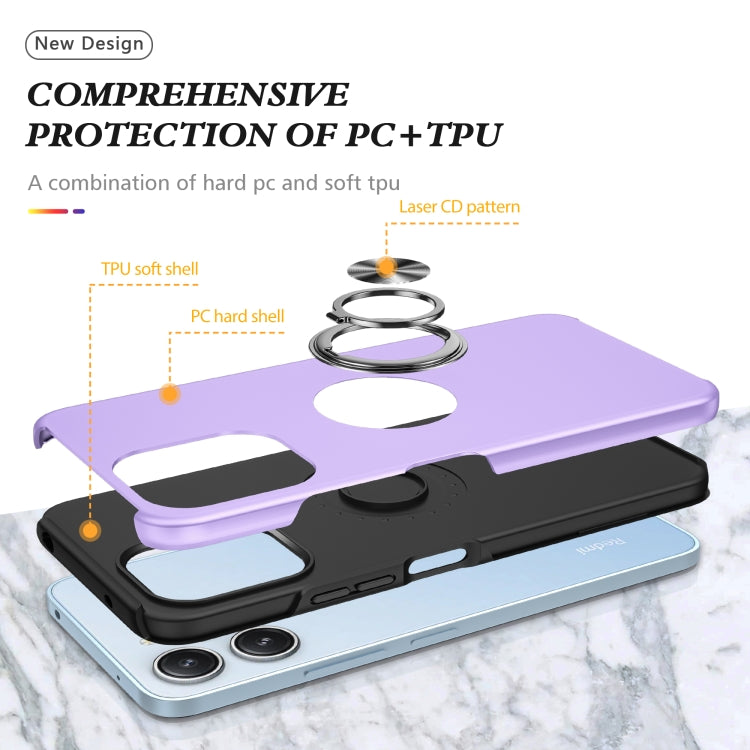 For Redmi 12 4G PC + TPU Magnetic Phone Case with Invisible Ring Holder