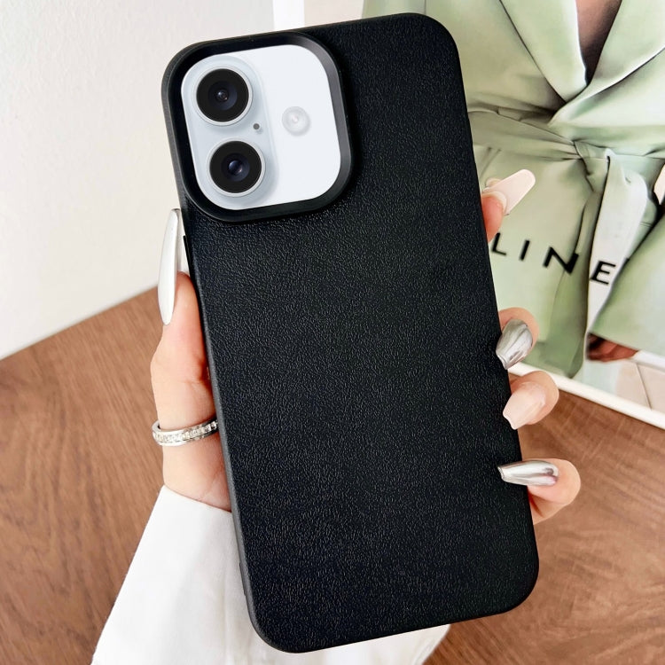 For iPhone 16 Plus Leather Texture TPU Full Coverage Phone Case