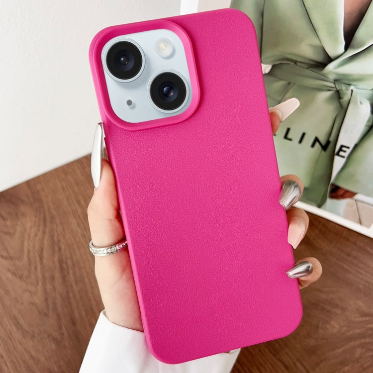 For iPhone 15 Leather Texture TPU Full Coverage Phone Case