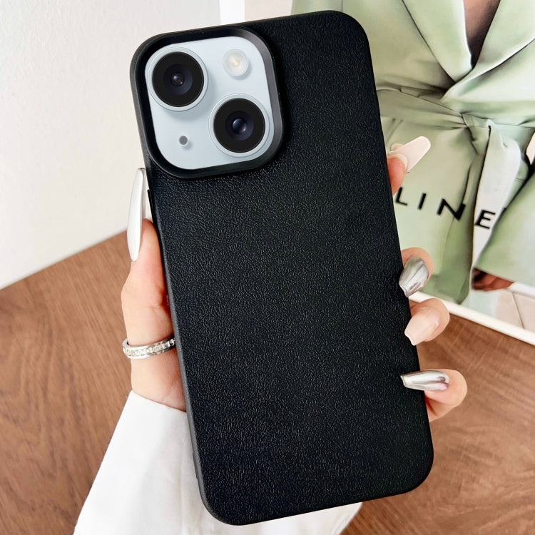 For iPhone 15 Leather Texture TPU Full Coverage Phone Case