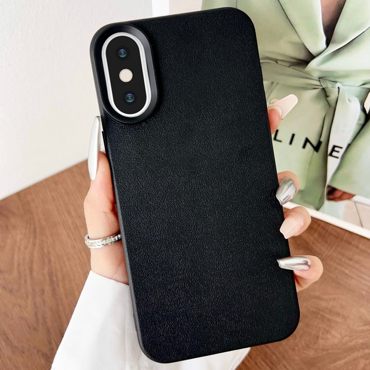For iPhone XS Max Leather Texture TPU Full Coverage Phone Case