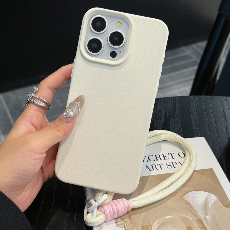 For iPhone 14 Pro Leather Texture TPU Full Coverage Phone Case with Lanyard