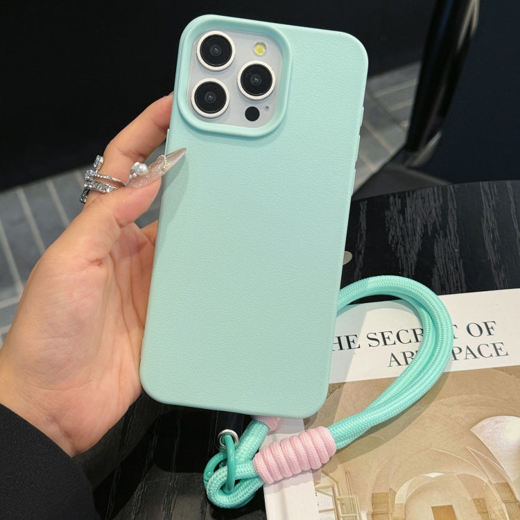 For iPhone 12 Pro Max Leather Texture TPU Full Coverage Phone Case with Lanyard