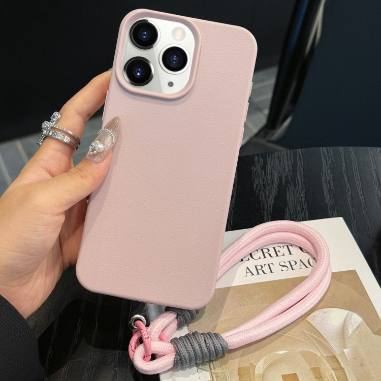 For iPhone 11 Pro Max Leather Texture TPU Full Coverage Phone Case with Lanyard