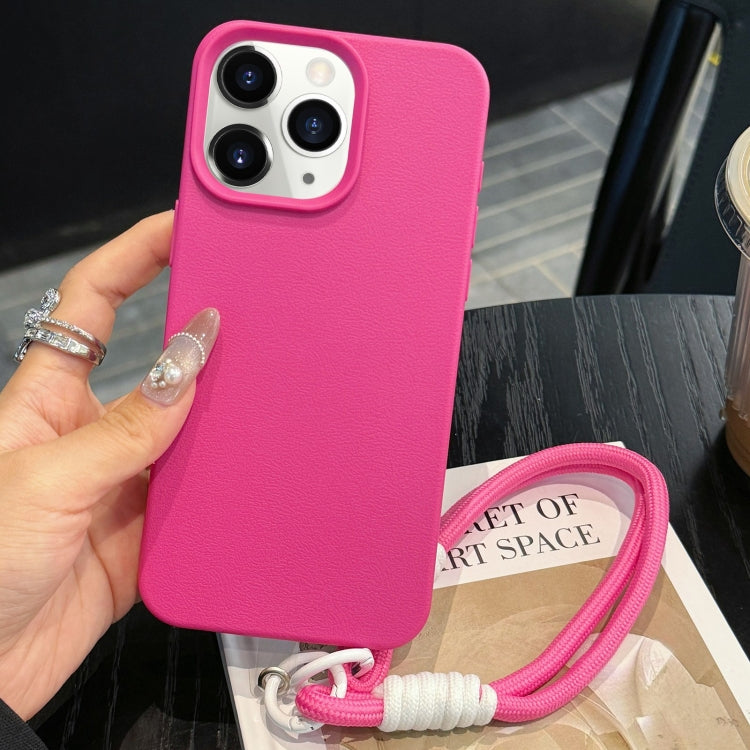 For iPhone 11 Pro Max Leather Texture TPU Full Coverage Phone Case with Lanyard