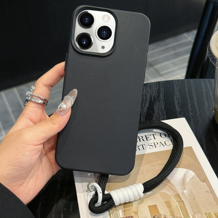 For iPhone 11 Pro Max Leather Texture TPU Full Coverage Phone Case with Lanyard