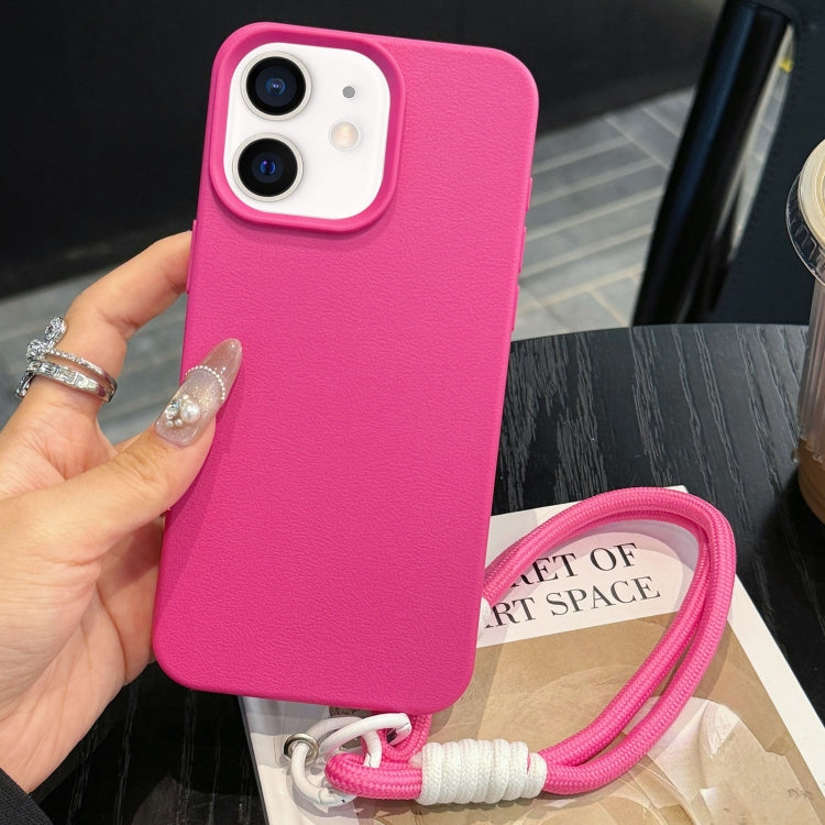 For iPhone 11 Leather Texture TPU Full Coverage Phone Case with Lanyard