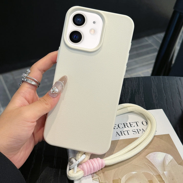 For iPhone 11 Leather Texture TPU Full Coverage Phone Case with Lanyard