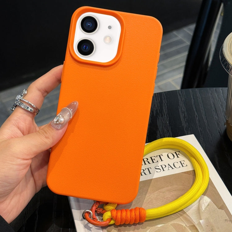 For iPhone 11 Leather Texture TPU Full Coverage Phone Case with Lanyard