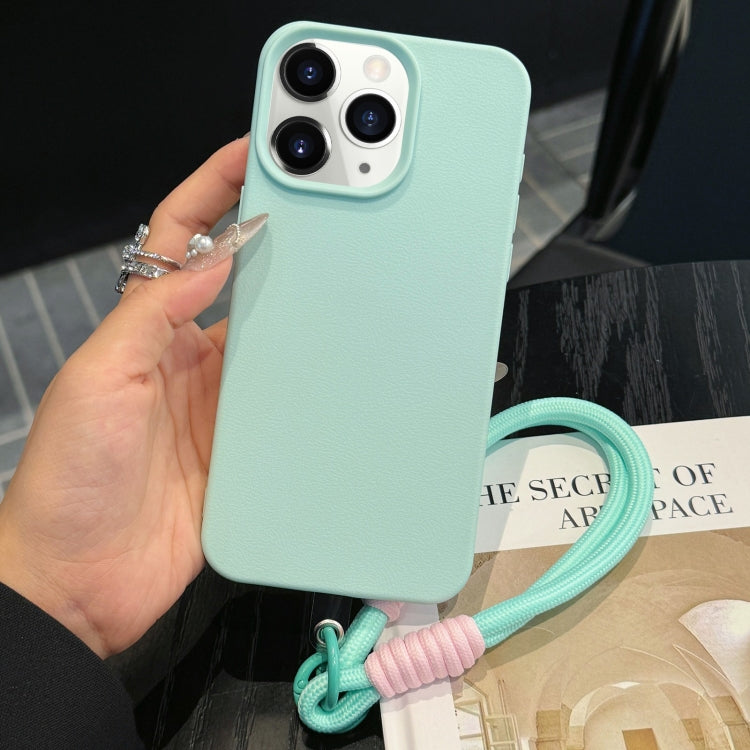 For iPhone 11 Pro Leather Texture TPU Full Coverage Phone Case with Lanyard