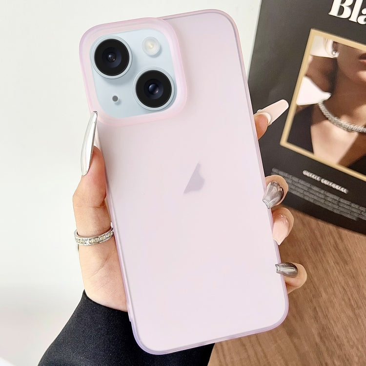 For iPhone 15 Plus Frosted Translucent TPU Full Coverage Phone Case