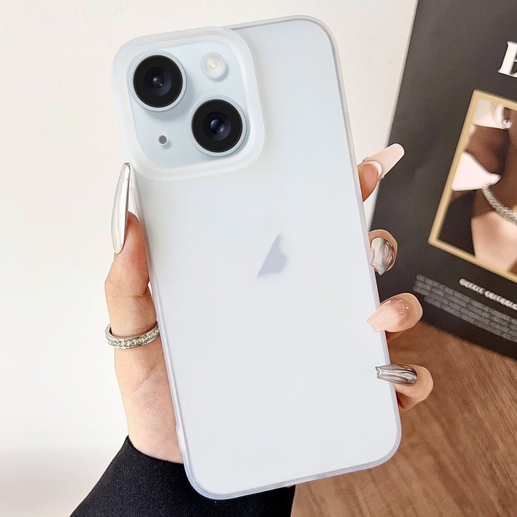 For iPhone 15 Frosted Translucent TPU Full Coverage Phone Case