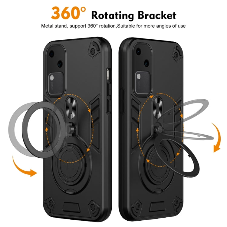 For vivo V30 Metal Ring 360 Degree Rotating Holder PC Hybrid TPU Phone Case