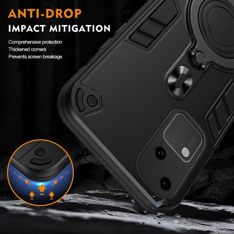 For vivo V30 Metal Ring 360 Degree Rotating Holder PC Hybrid TPU Phone Case