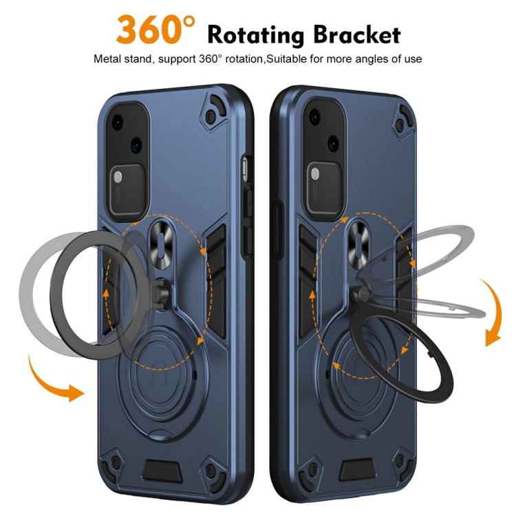 For vivo V30 Metal Ring 360 Degree Rotating Holder PC Hybrid TPU Phone Case