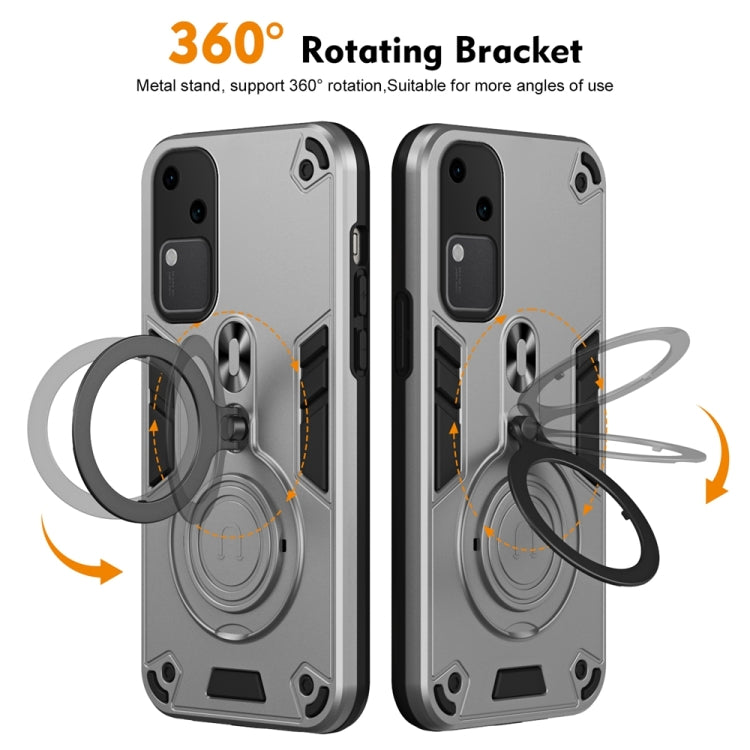For vivo V30 Metal Ring 360 Degree Rotating Holder PC Hybrid TPU Phone Case