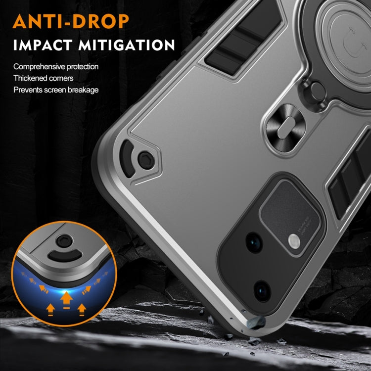 For vivo V30 Metal Ring 360 Degree Rotating Holder PC Hybrid TPU Phone Case