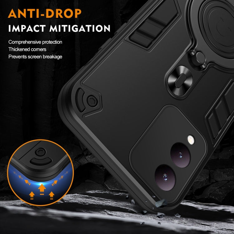 For vivo Y17s Metal Ring 360 Degree Rotating Holder PC Hybrid TPU Phone Case