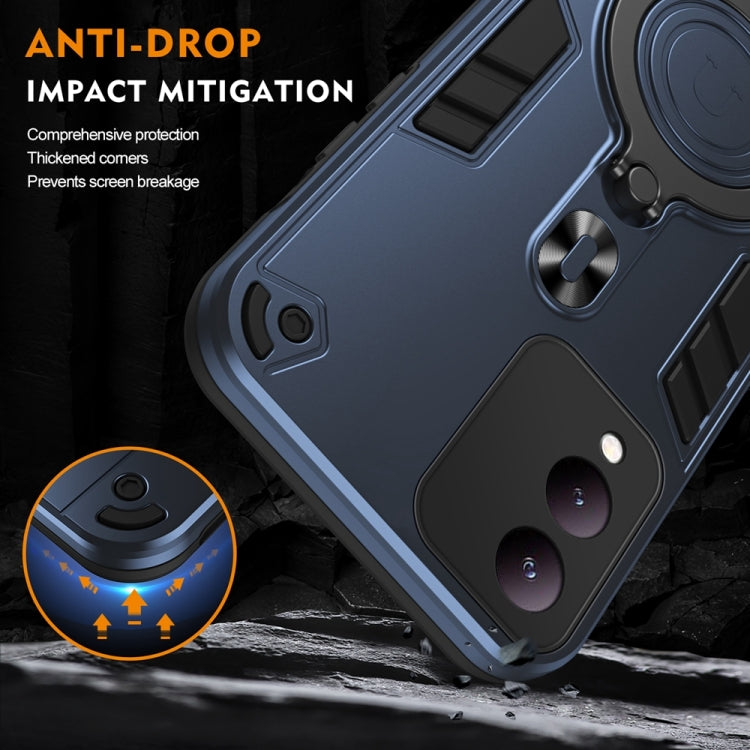 For vivo Y17s Metal Ring 360 Degree Rotating Holder PC Hybrid TPU Phone Case