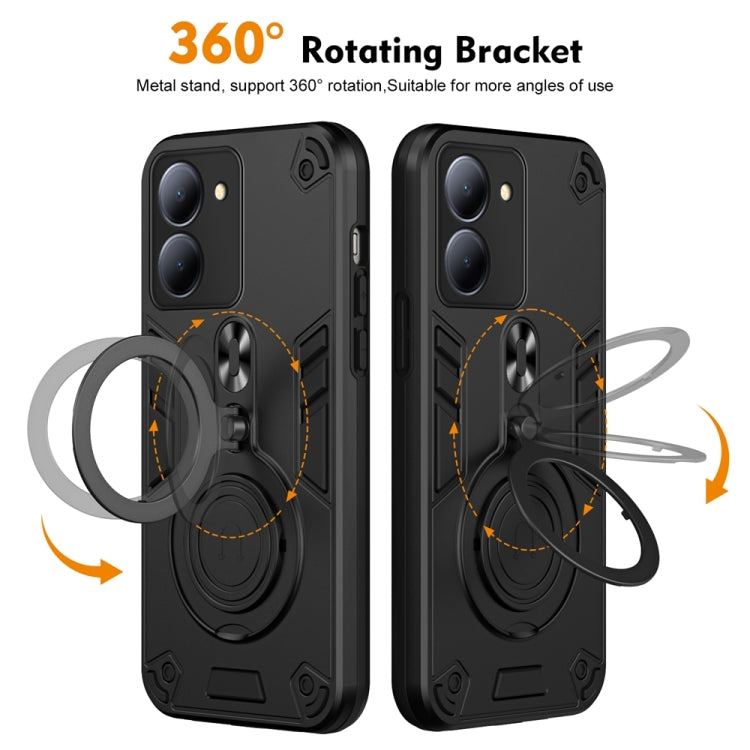 For vivo Y36 5G Metal Ring 360 Degree Rotating Holder PC Hybrid TPU Phone Case