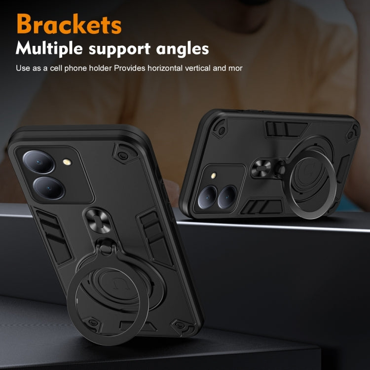 For vivo Y36 5G Metal Ring 360 Degree Rotating Holder PC Hybrid TPU Phone Case
