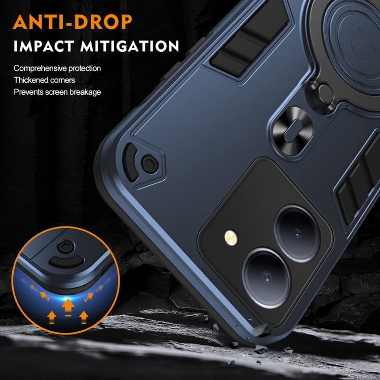 For vivo Y36 5G Metal Ring 360 Degree Rotating Holder PC Hybrid TPU Phone Case