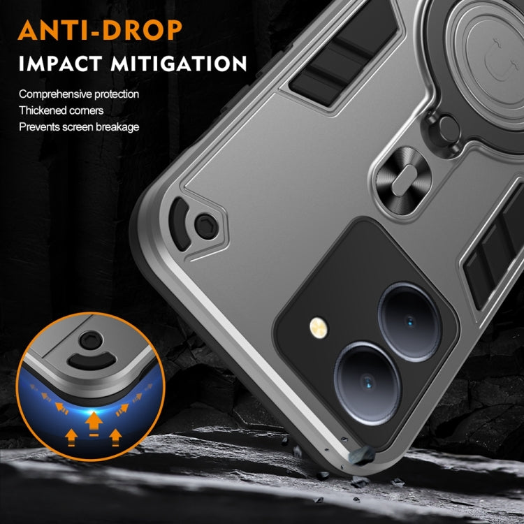For vivo Y36 5G Metal Ring 360 Degree Rotating Holder PC Hybrid TPU Phone Case
