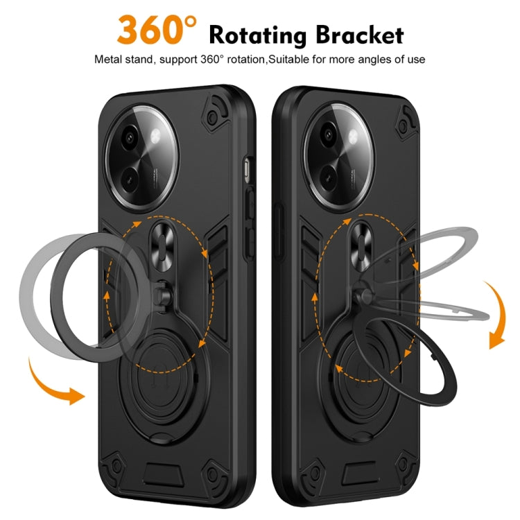 For vivo Y200i Metal Ring 360 Degree Rotating Holder PC Hybrid TPU Phone Case