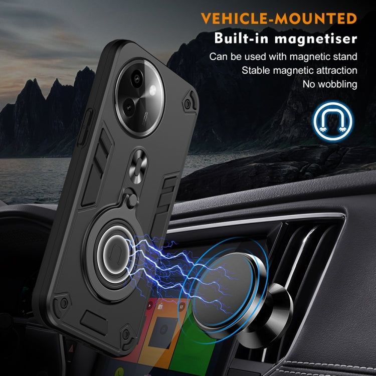For vivo Y200i Metal Ring 360 Degree Rotating Holder PC Hybrid TPU Phone Case