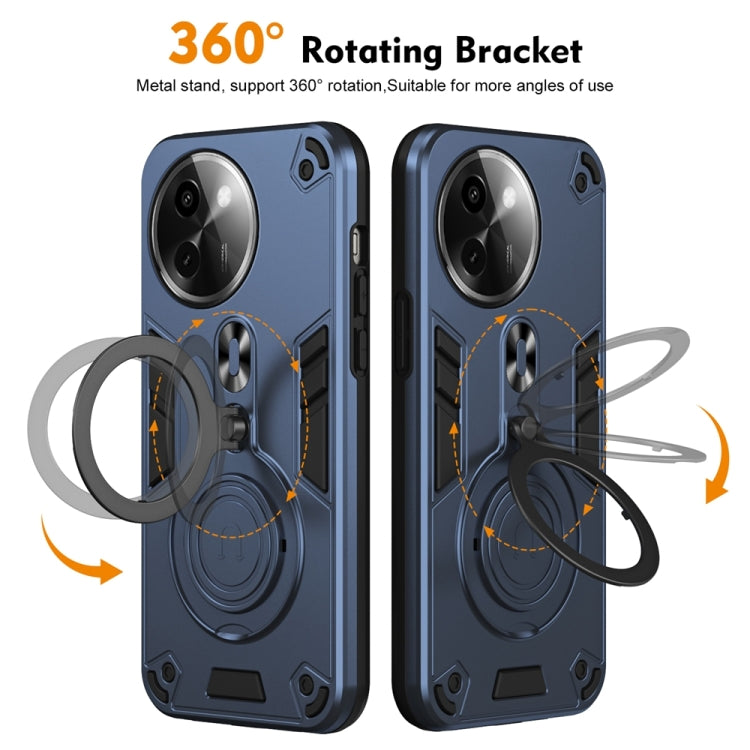 For vivo Y200i Metal Ring 360 Degree Rotating Holder PC Hybrid TPU Phone Case