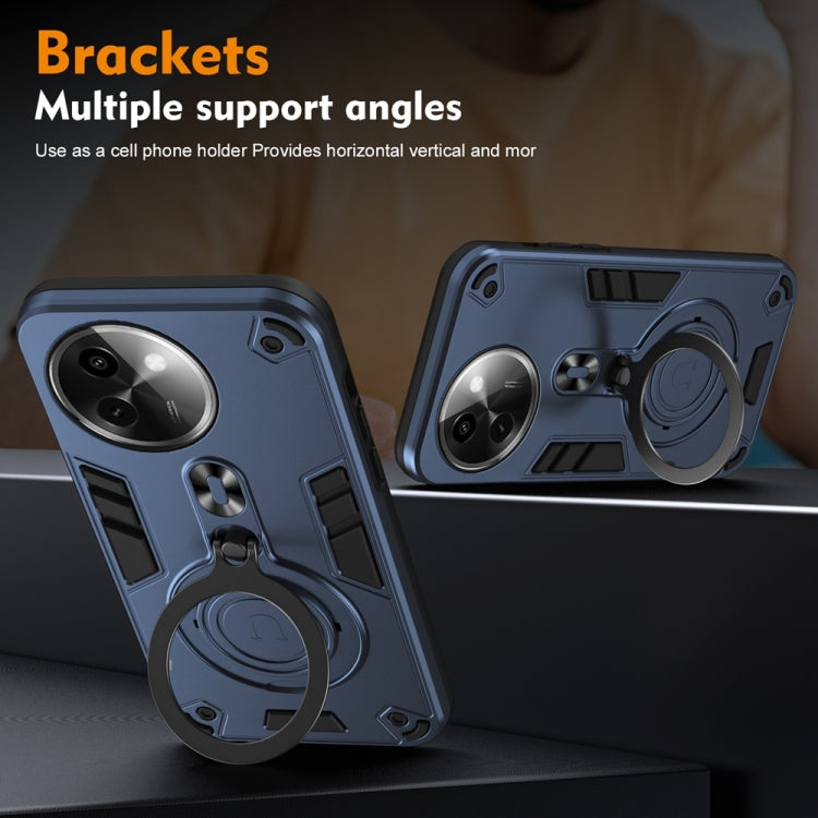 For vivo Y200i Metal Ring 360 Degree Rotating Holder PC Hybrid TPU Phone Case