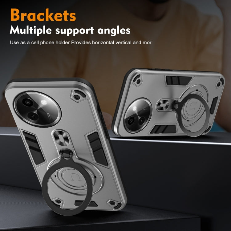 For vivo Y200i Metal Ring 360 Degree Rotating Holder PC Hybrid TPU Phone Case