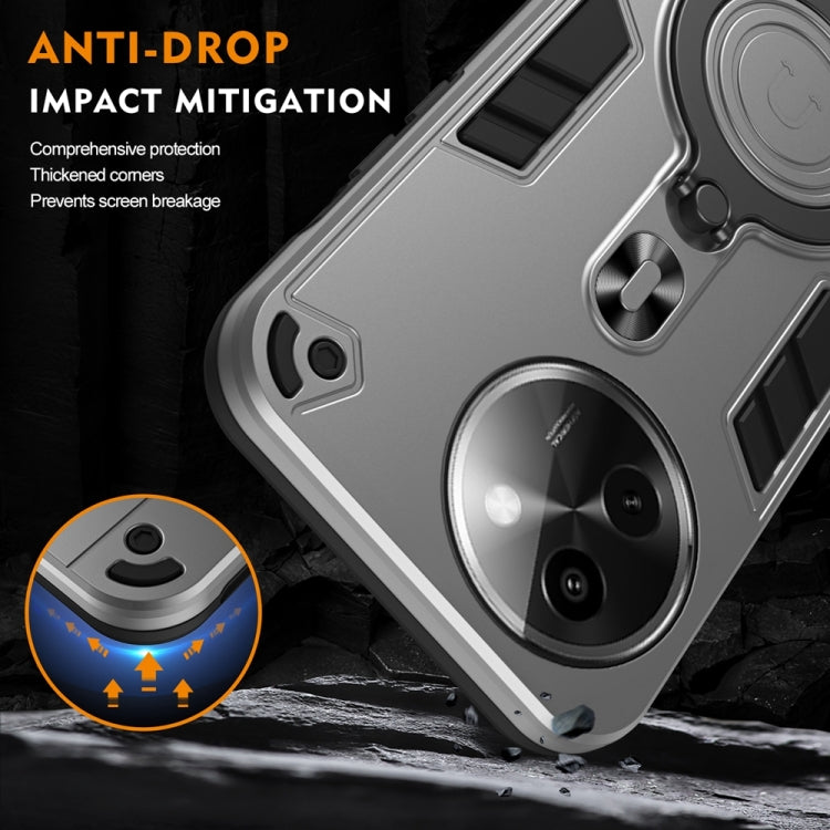 For vivo Y200i Metal Ring 360 Degree Rotating Holder PC Hybrid TPU Phone Case