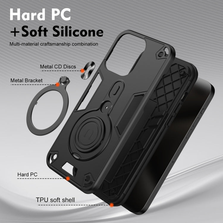 For Xiaomi Poco X6 Pro 5G Metal Ring 360 Degree Rotating Holder PC Hybrid TPU Phone Case
