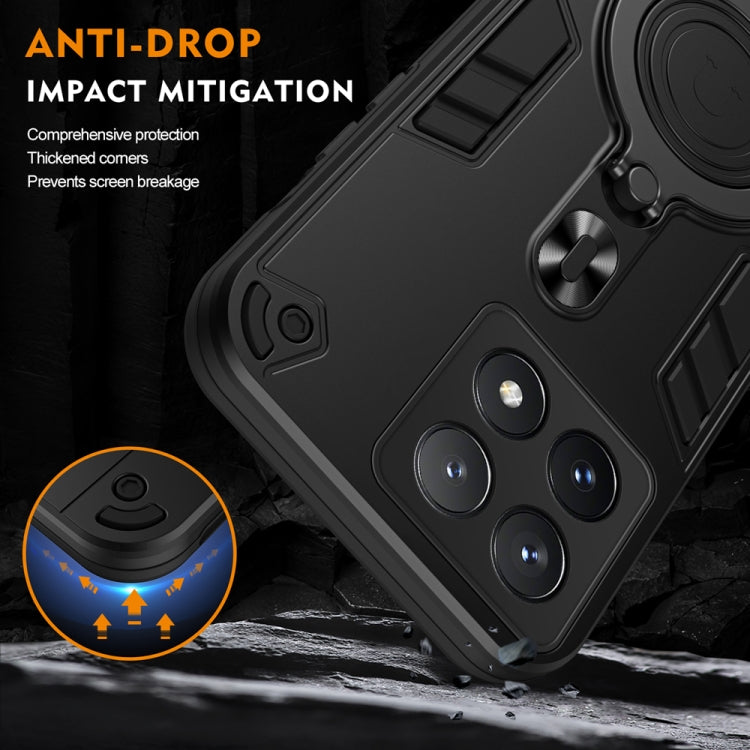 For Xiaomi Poco X6 Pro 5G Metal Ring 360 Degree Rotating Holder PC Hybrid TPU Phone Case