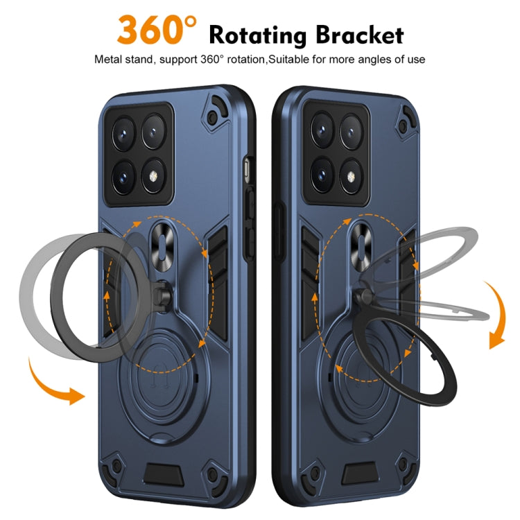 For Xiaomi Poco X6 Pro 5G Metal Ring 360 Degree Rotating Holder PC Hybrid TPU Phone Case