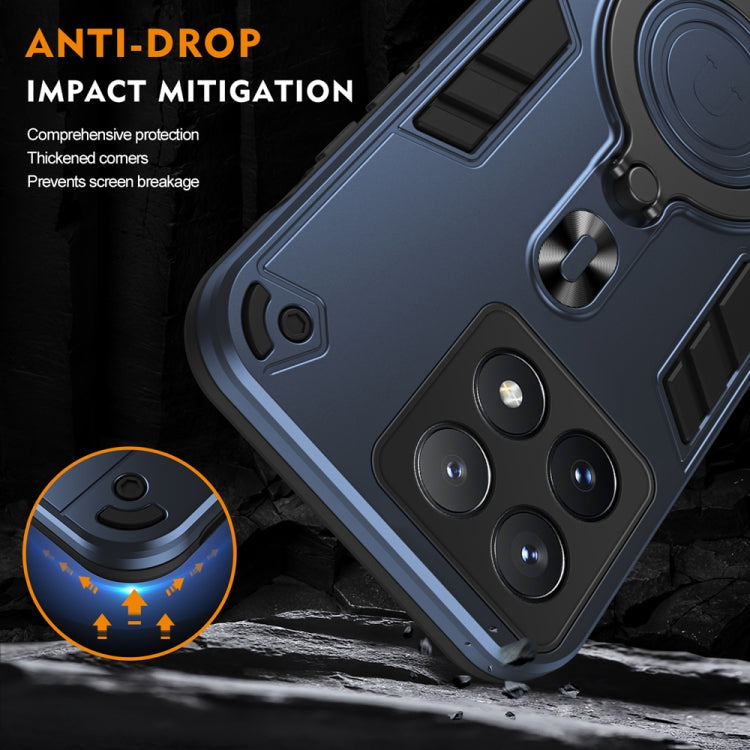 For Xiaomi Poco X6 Pro 5G Metal Ring 360 Degree Rotating Holder PC Hybrid TPU Phone Case